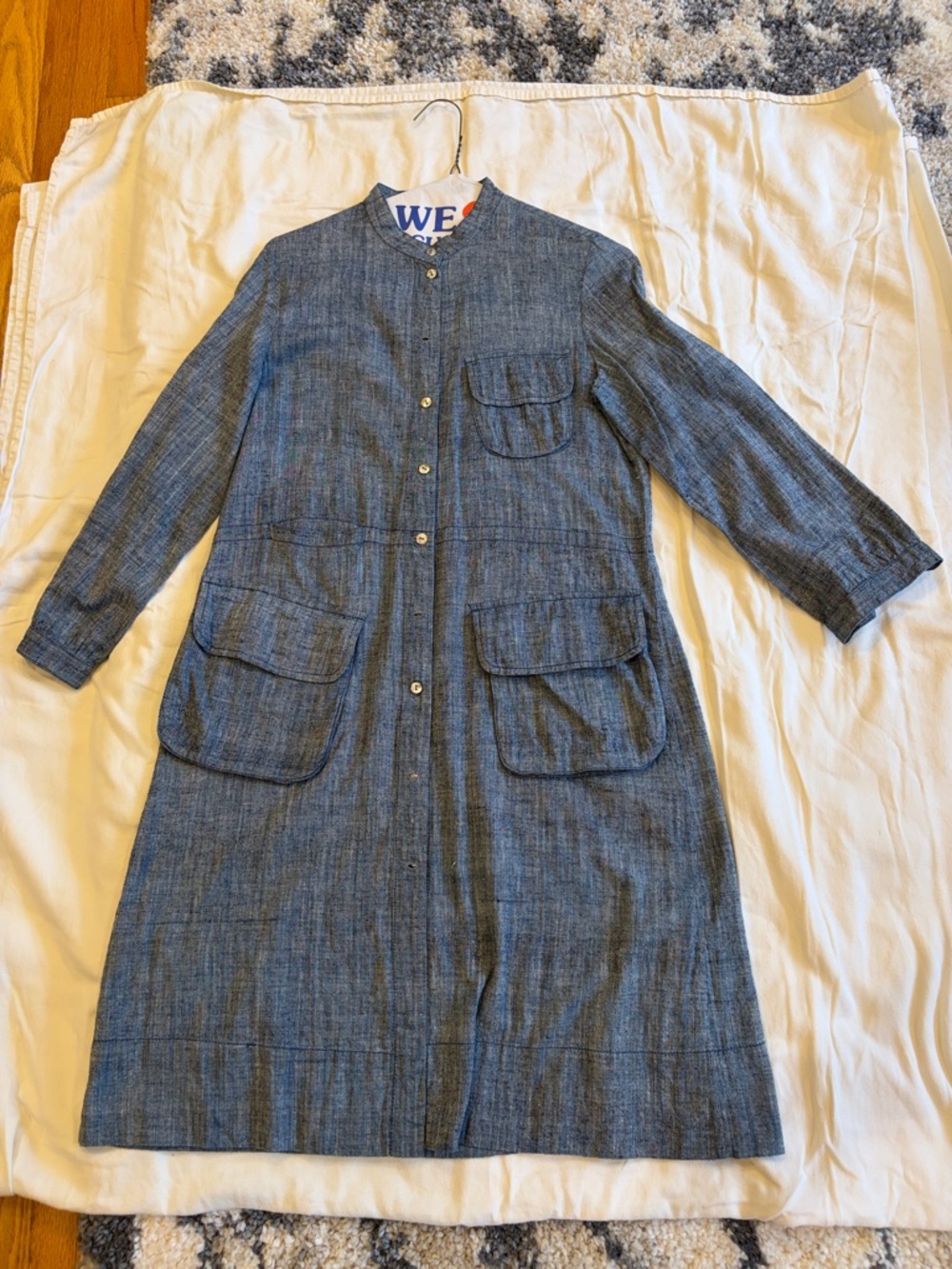 Dosa Tunic ---Women’s Long-Sleeve Button-Front Chambray Dress - Chambray Blue